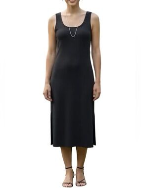 🆕 Jo & Co Jeans Tank Dress Straight Line Side Slit Minimalist Staple Black M/L